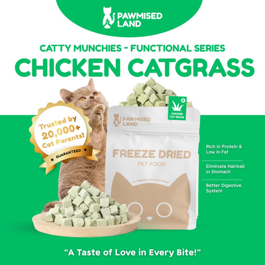 PawmisedLand Catty Munchies - Chicken Catgrass - Freeze Dried 125g