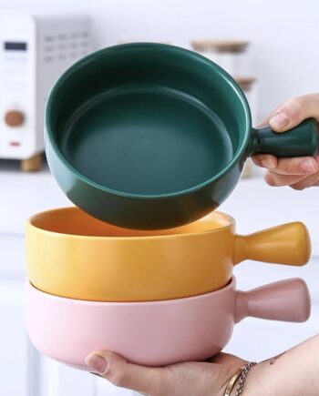 Random Ceramic Bowl With Handle Pet Bowl